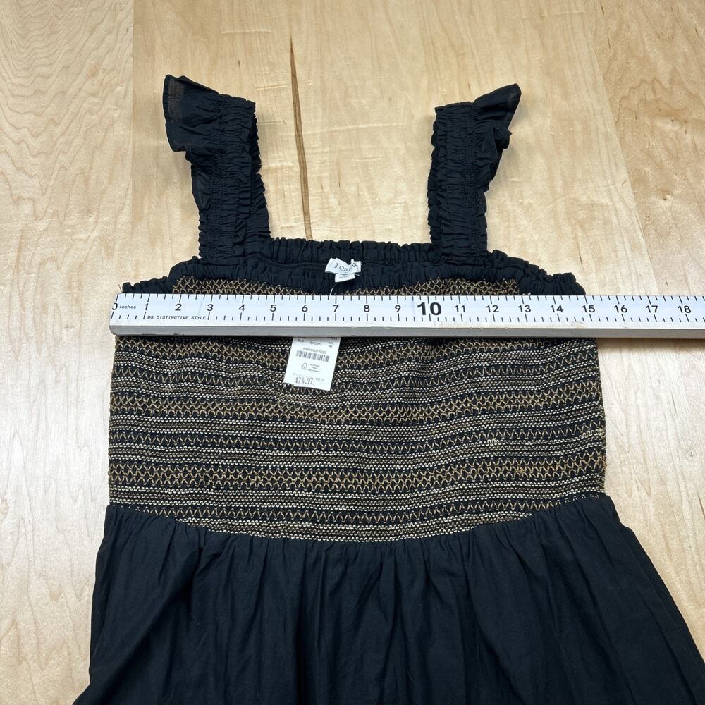J.Crew Smocked Tiered Dress Women’s Medium Black Cotton Ruffle Straps NWT - Picture 9 of 11